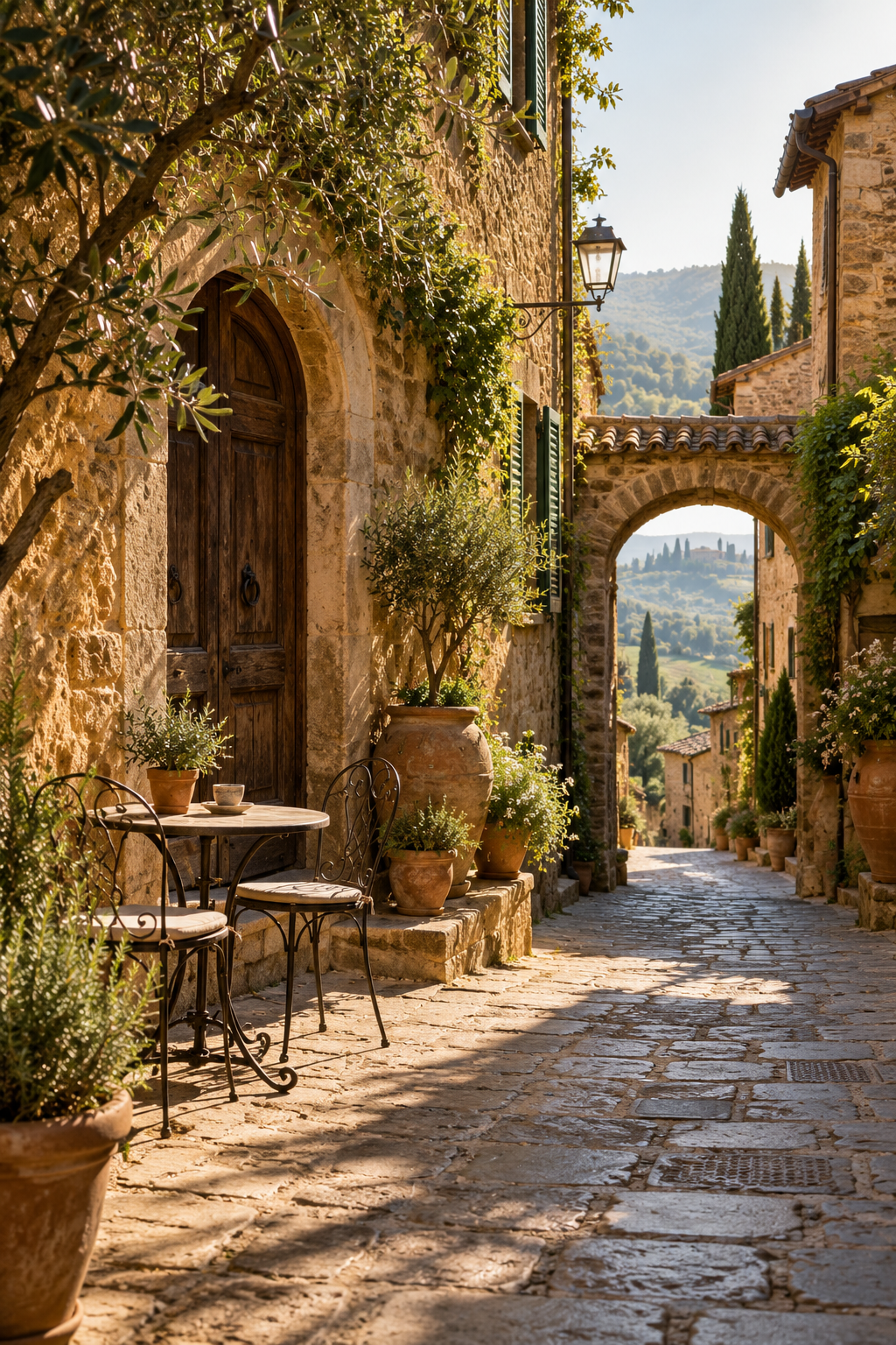Borgo evocativo — immagine editoriale generata con AI