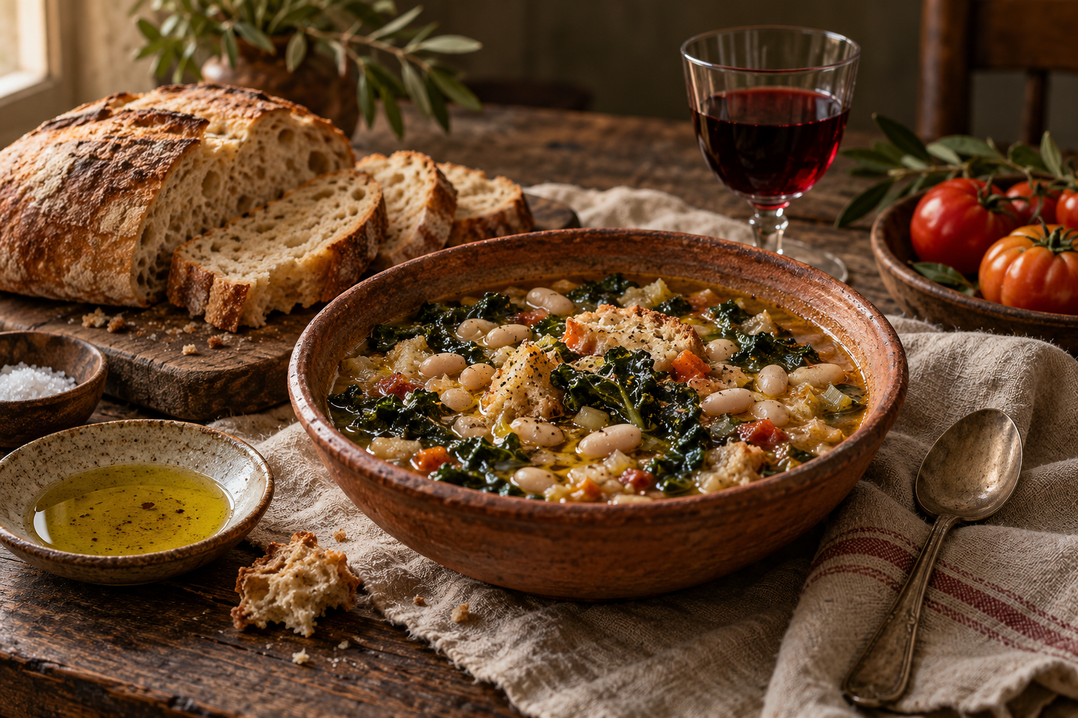 Tavola toscana — immagine editoriale generata con AI